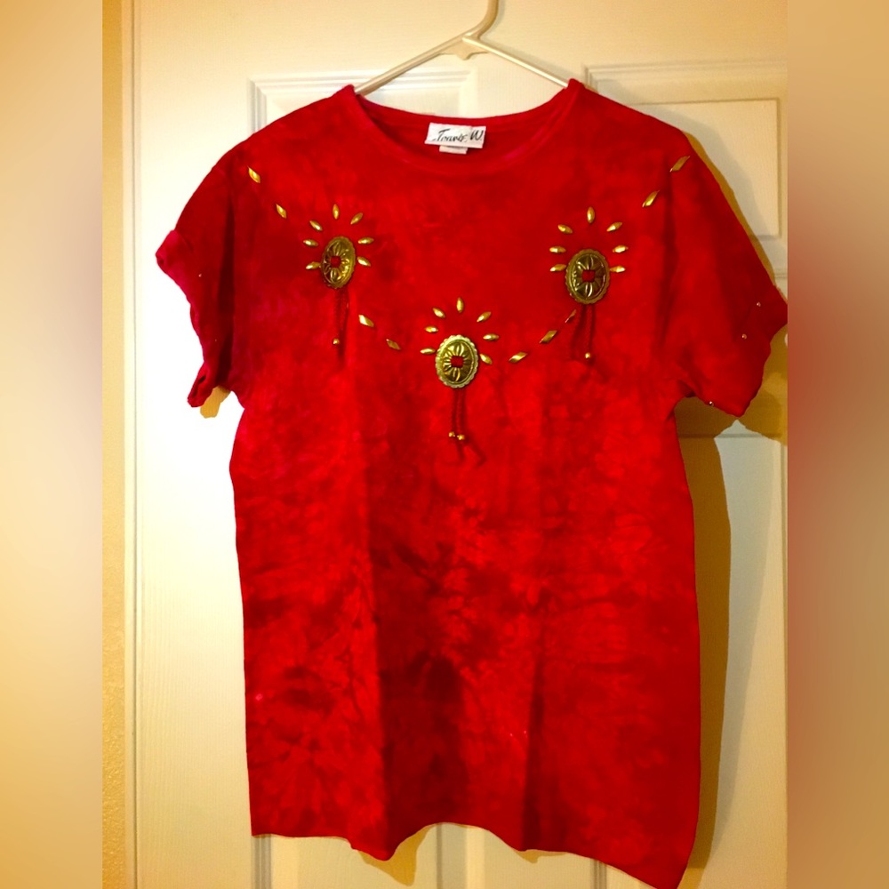 Christmas 🎄 Red T Shirt Tie dyed. S